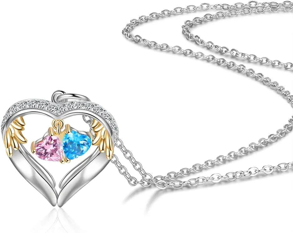 Personalized sterling silver pendant necklace with birthstone and name mothers jewelry heart shaped necklace for her birthstone necklace