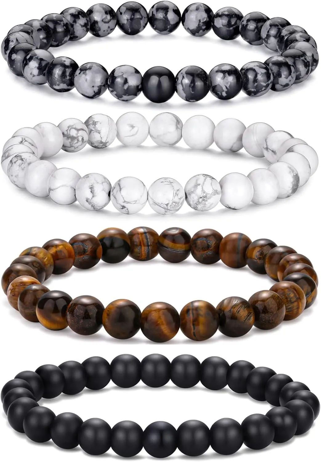 RANKEEF Mens Beaded Bracelets-Tigers Eye Bracelet Natural Stone Bracelets Lava Rock Bracelets Obsidian Bracelet for Men Women Jewelry Gifts