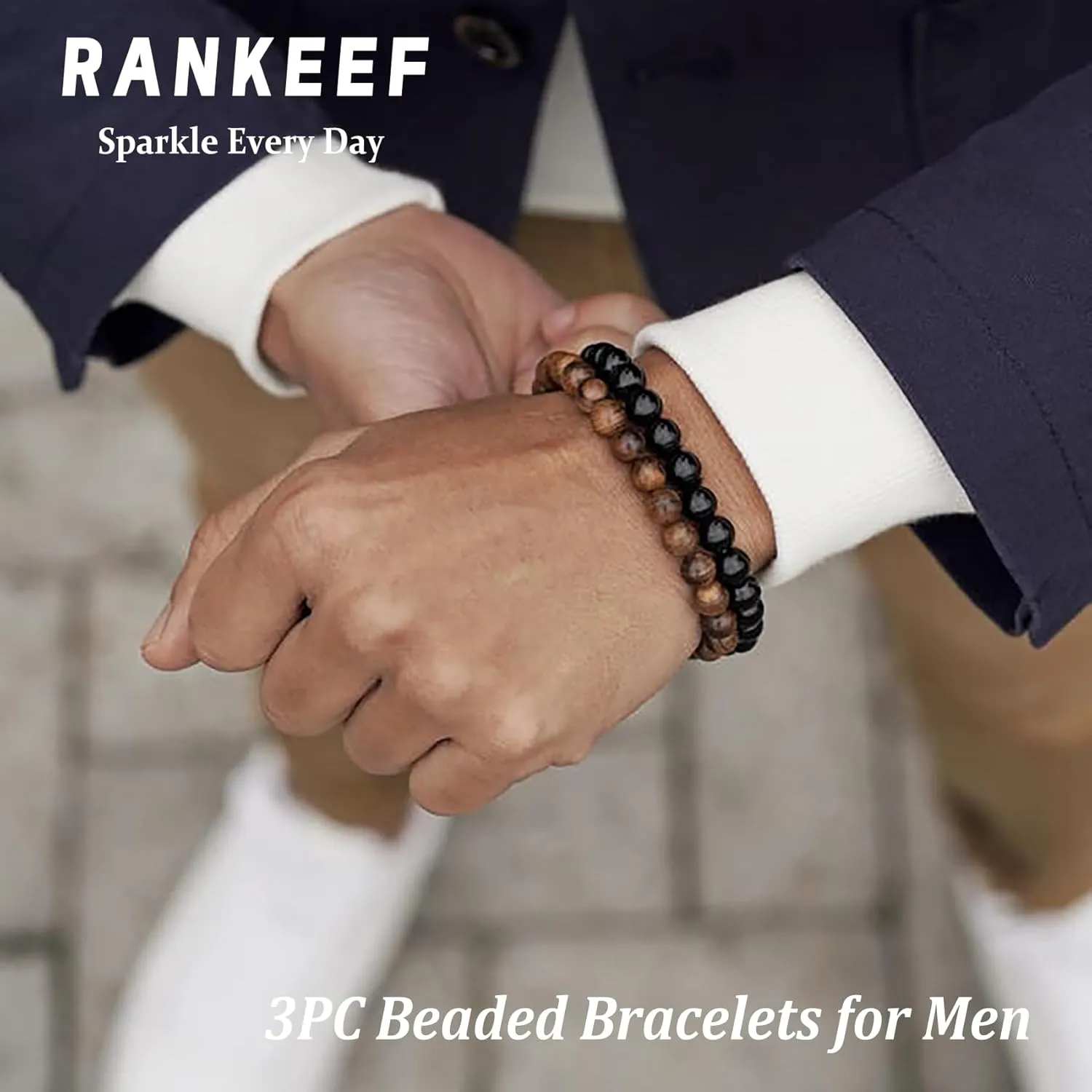RANKEEF Mens Beaded Bracelets-Tigers Eye Bracelet Natural Stone Bracelets Lava Rock Bracelets Obsidian Bracelet for Men Women Jewelry Gifts