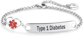 Red Medical Alert Bracelets Emergency Bracelet First Aid Wristband Adjustable Stainless Steel Chain Bracelets for Women Men