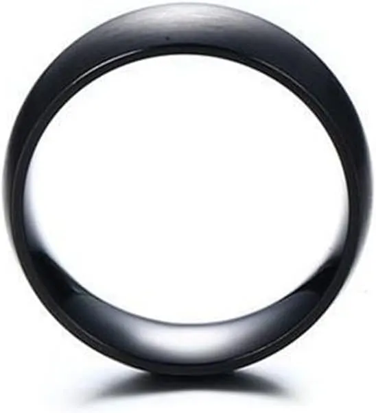Rings Wedding Women, Stainless Steel Rings Jewelry for Men 2PCS Titanium High Polished Black Ring 8mm Size Women 7 Men 7 for Couple Prom Jewelry