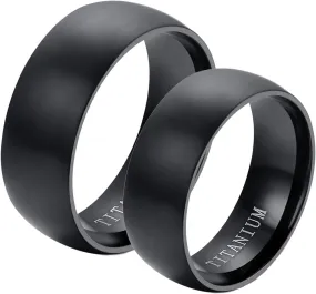 Rings Wedding Women, Stainless Steel Rings Jewelry for Men 2PCS Titanium High Polished Black Ring 8mm Size Women 7 Men 7 for Couple Prom Jewelry