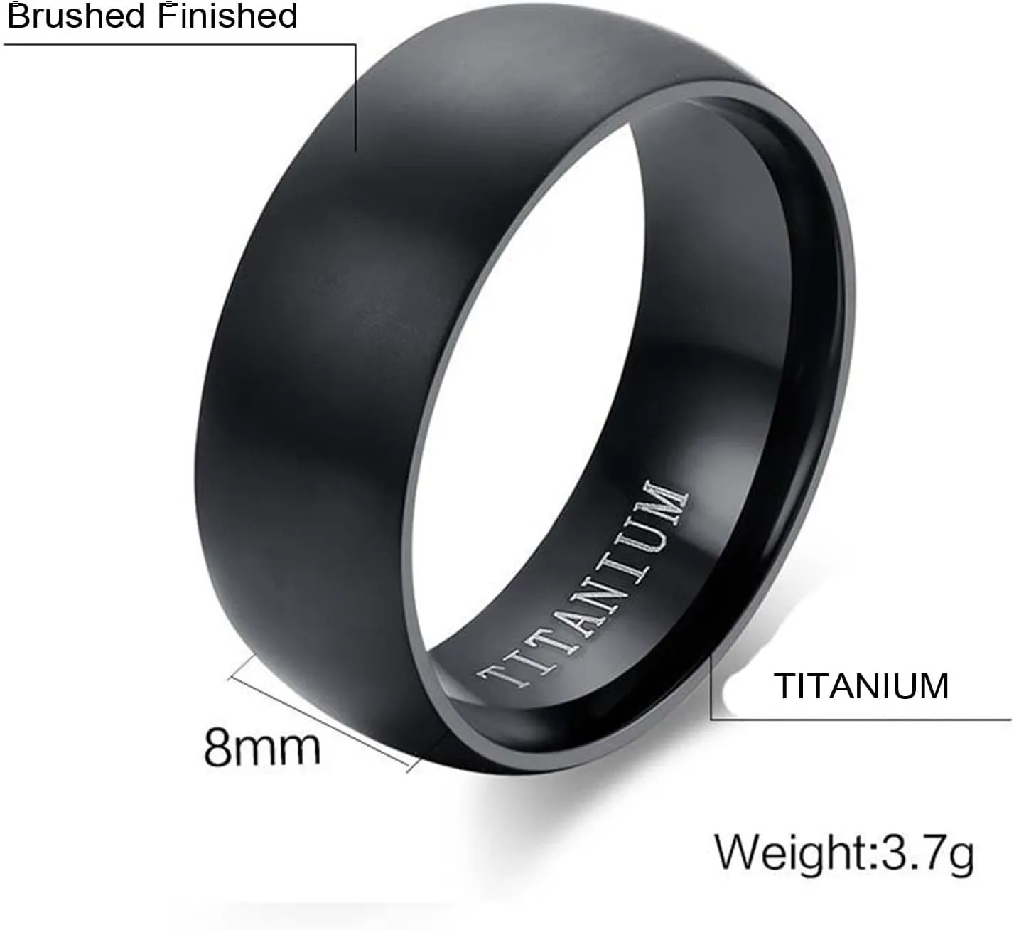 Rings Wedding Women, Stainless Steel Rings Jewelry for Men 2PCS Titanium High Polished Black Ring 8mm Size Women 7 Men 7 for Couple Prom Jewelry