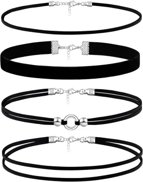 Ronglry 3pcs Black Choker Necklace for Women Black Velvet Choker Set Layered Black Choker Necklaces Classic Chokers for Women Adjustable Gothic Lace Black Collar Necklace for Party Cosplay Christmas Birthday Jewelry Gifts