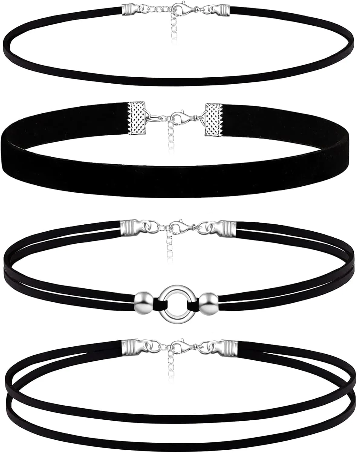 Ronglry 3pcs Black Choker Necklace for Women Black Velvet Choker Set Layered Black Choker Necklaces Classic Chokers for Women Adjustable Gothic Lace Black Collar Necklace for Party Cosplay Christmas Birthday Jewelry Gifts