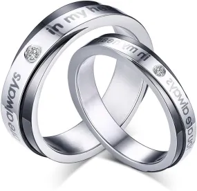 ROWAG Novelty 6MM Mens Titanium Stainless Steel Couple Wedding Rings for Him and Her 5MM Womens Valentines Day Promise Engagement Bands