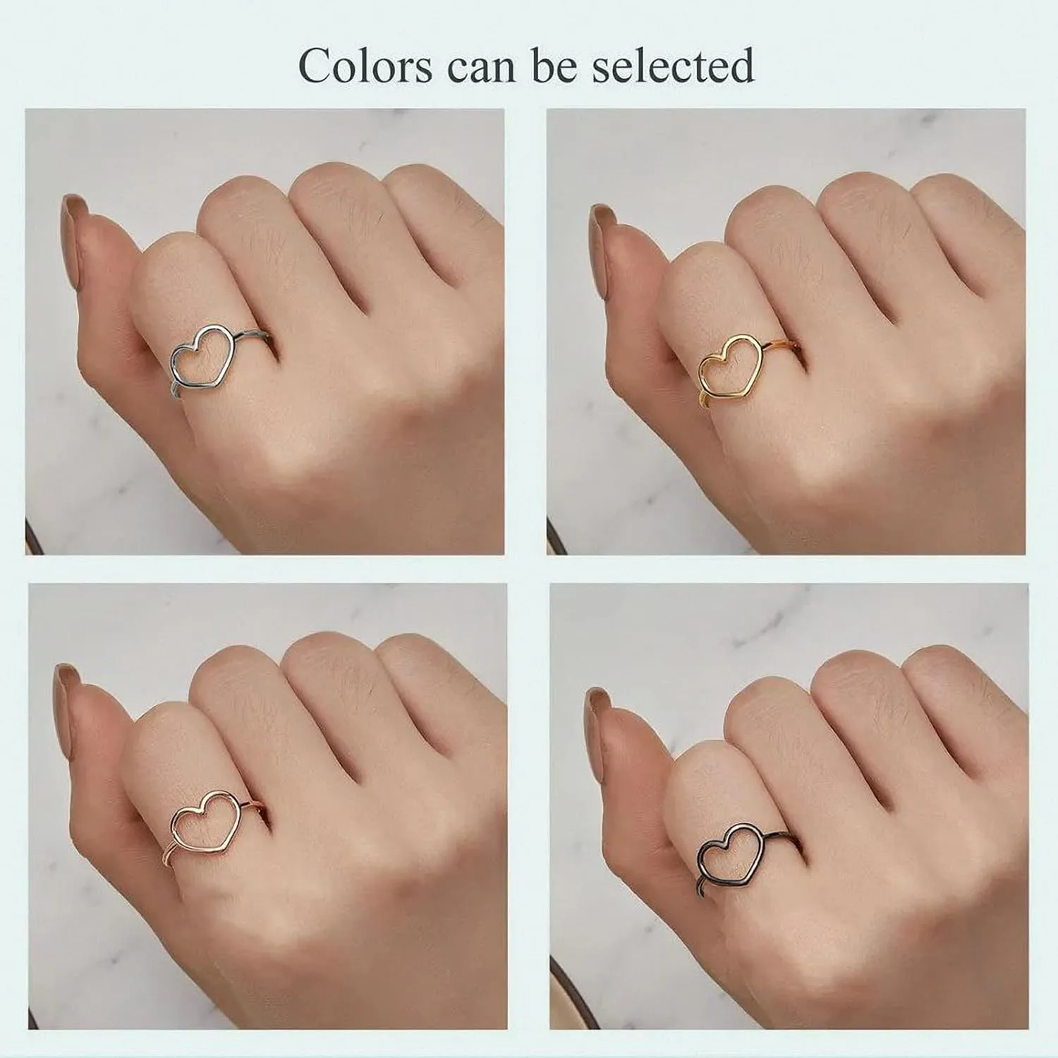 Silver 925 Simple Minimalist Heart Finger Rings for Women Wedding Engagement Statement Jewelry