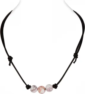 Single Turquoise Choker Necklace on Black Leather Cord for Men/Women