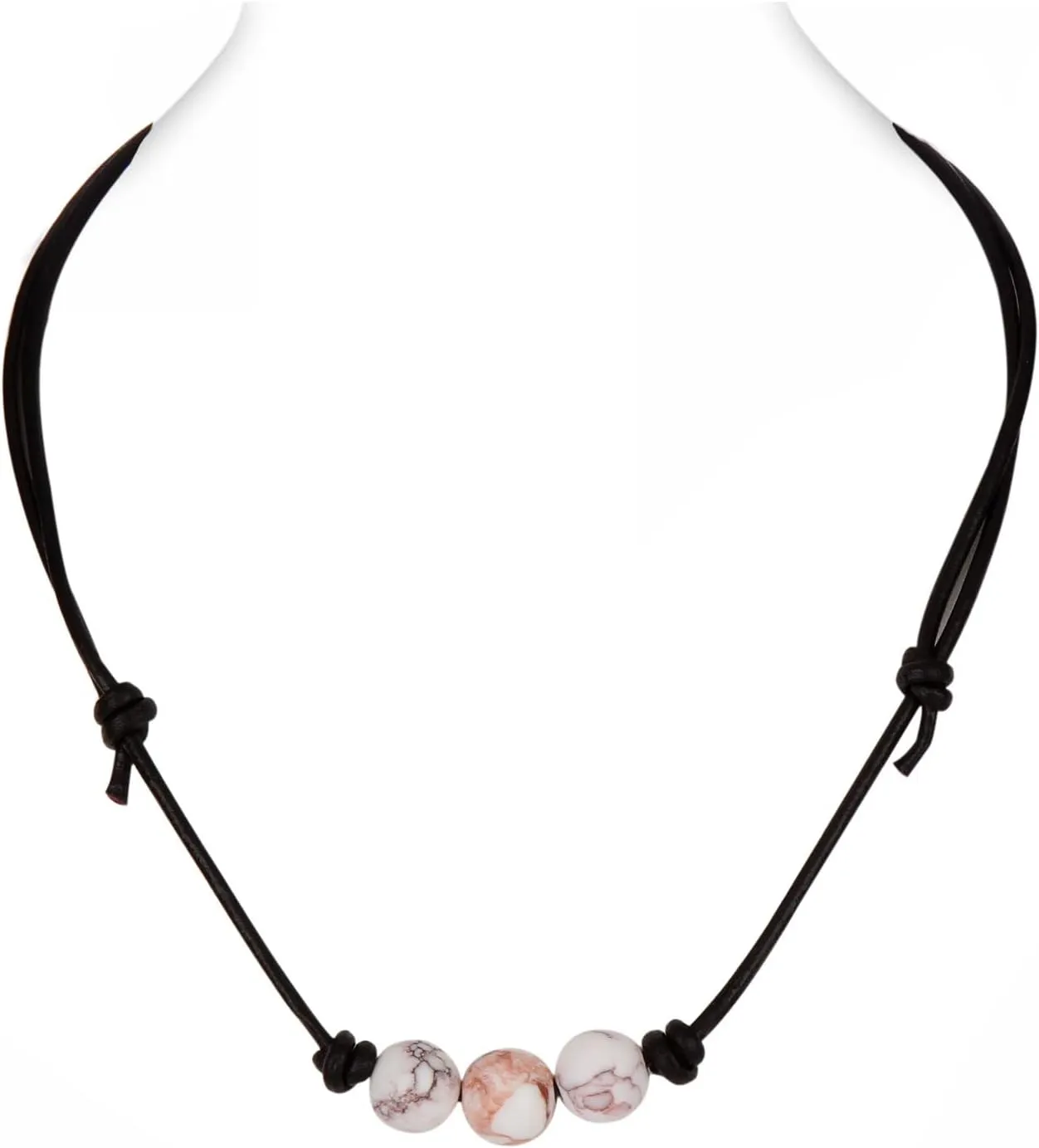 Single Turquoise Choker Necklace on Black Leather Cord for Men/Women
