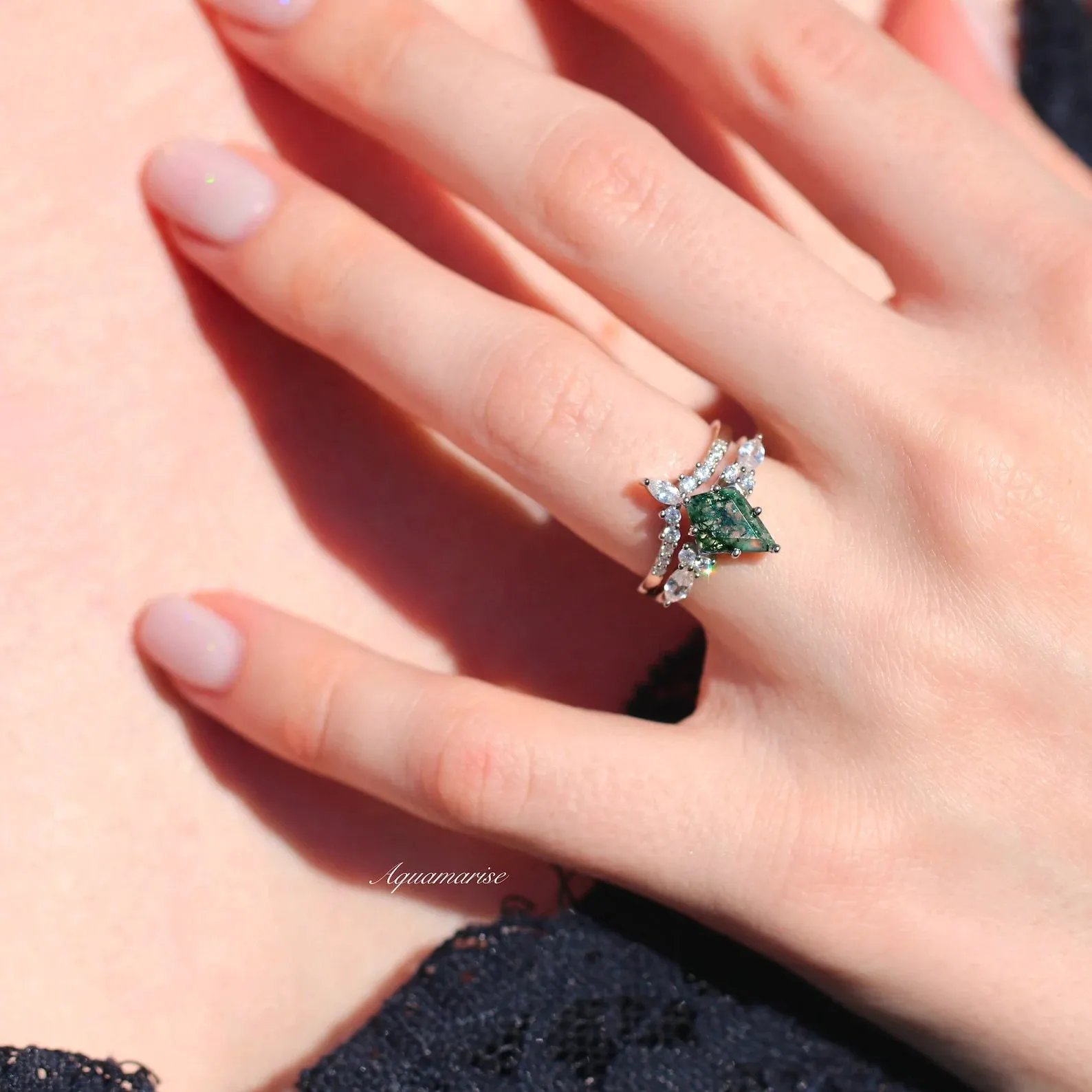 Skye Moss Agate Couples Ring