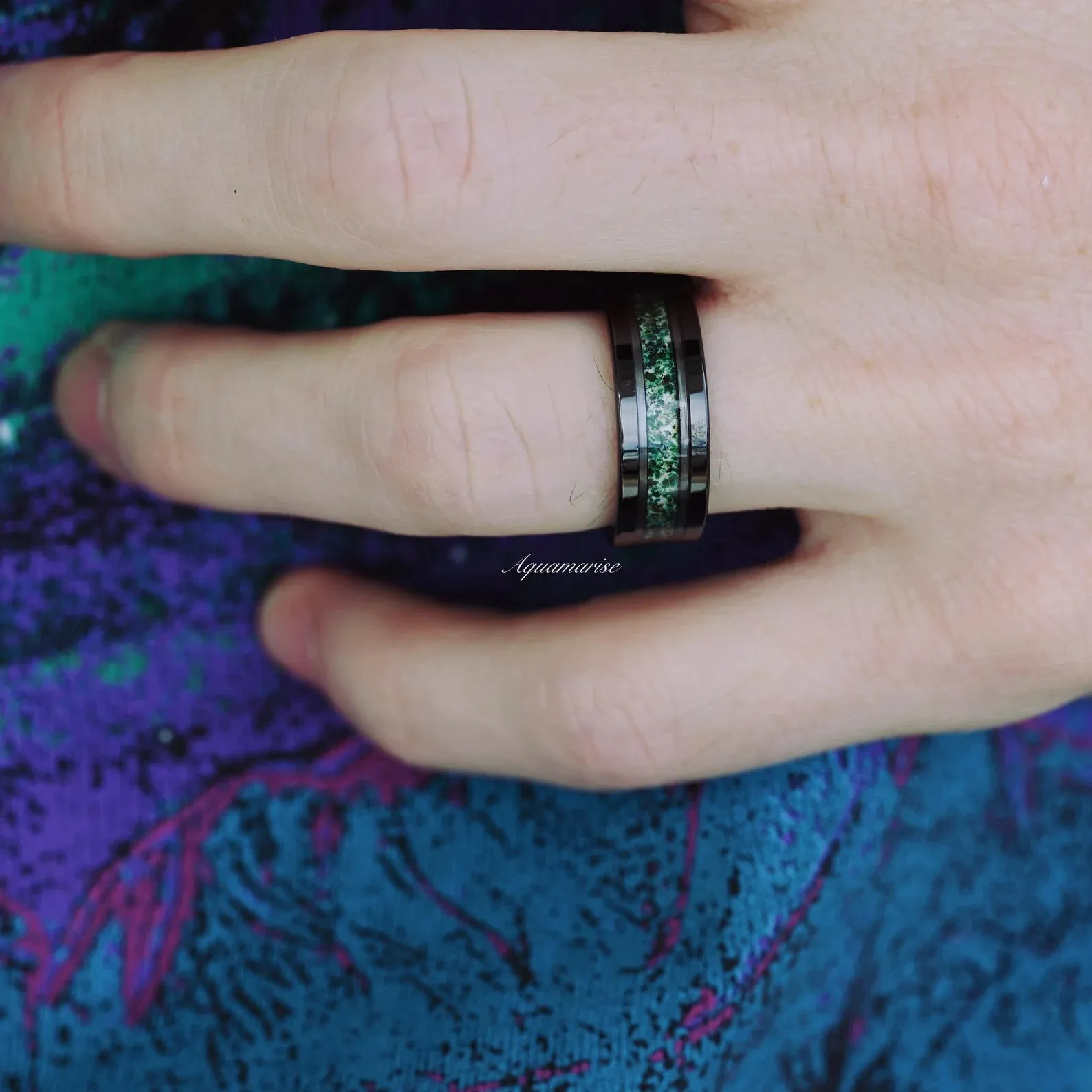 Skye Moss Agate Couples Ring