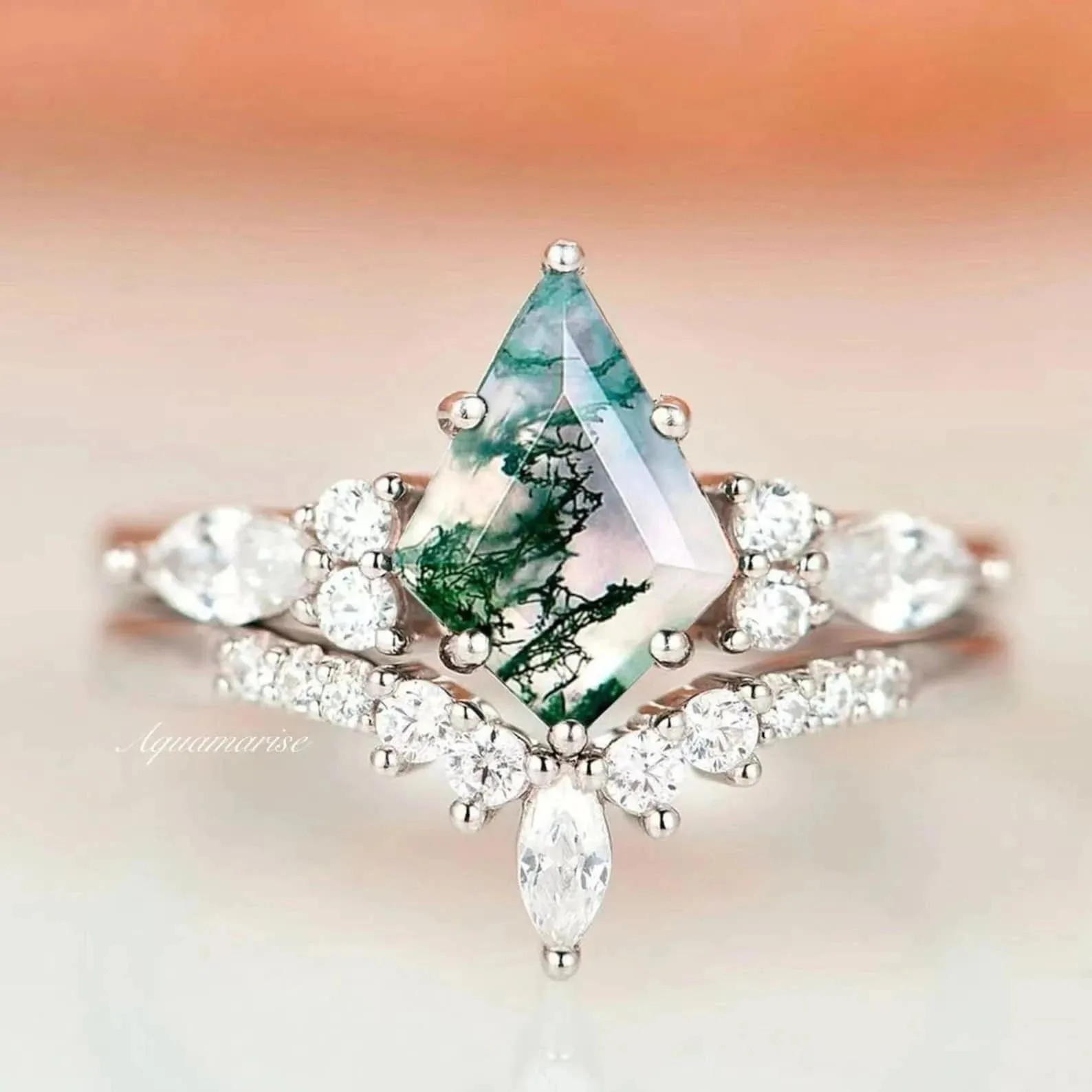 Skye Moss Agate Couples Ring