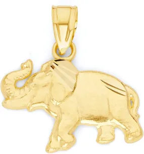 Solid Gold Elephant Pendant in 10k or 14k - Animal Symbol Good Luck Charm
