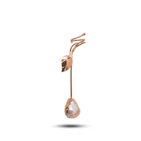 Stunning Natural Pearl Climber Earrings - Elegant Cuff Style with Ear Sweep and Conch Piercing - Leaves Climbers - Perfect for Any Occasion. GFS6123 (ROSE GOLD PLATED)