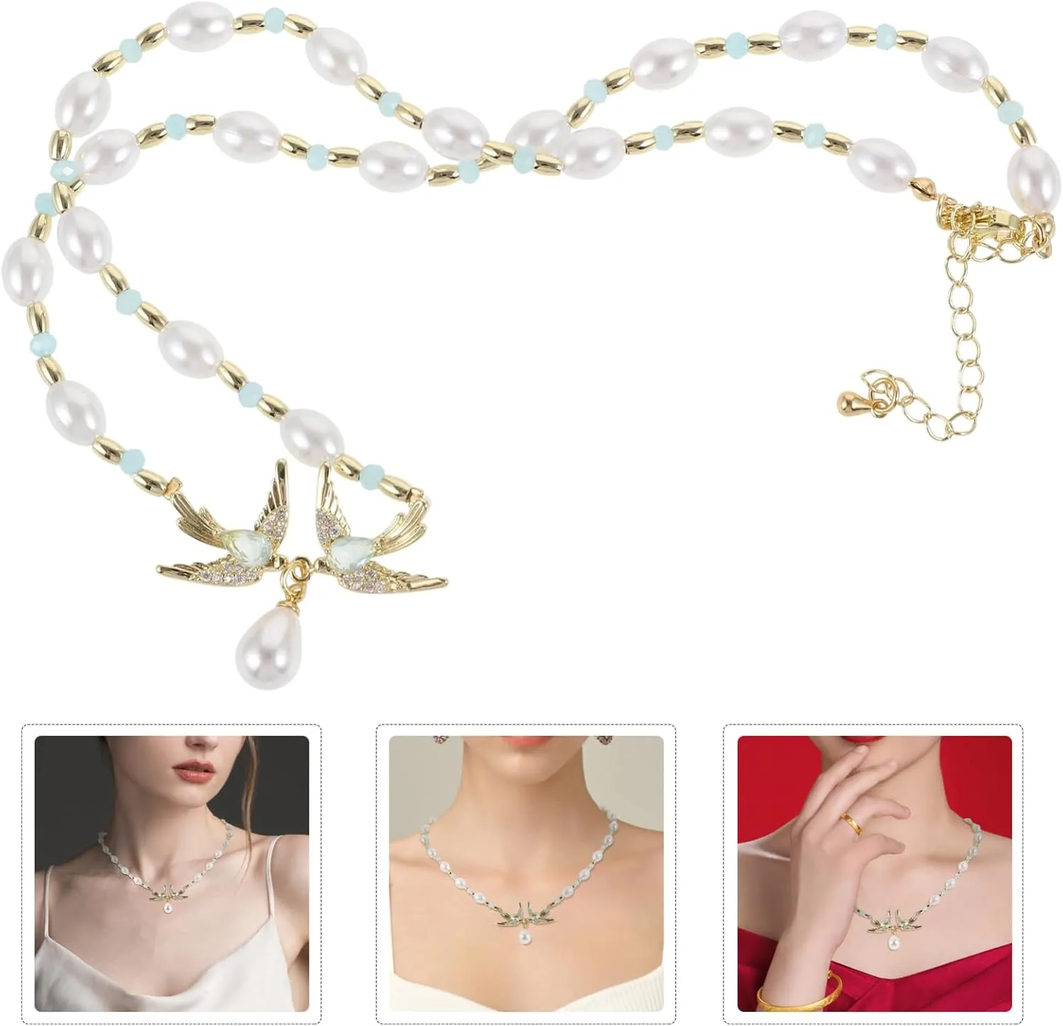 Swallow Charm Necklace for Women Lightweight Zircon Pendant Jewelry Minimalist Design Comfortable Wear