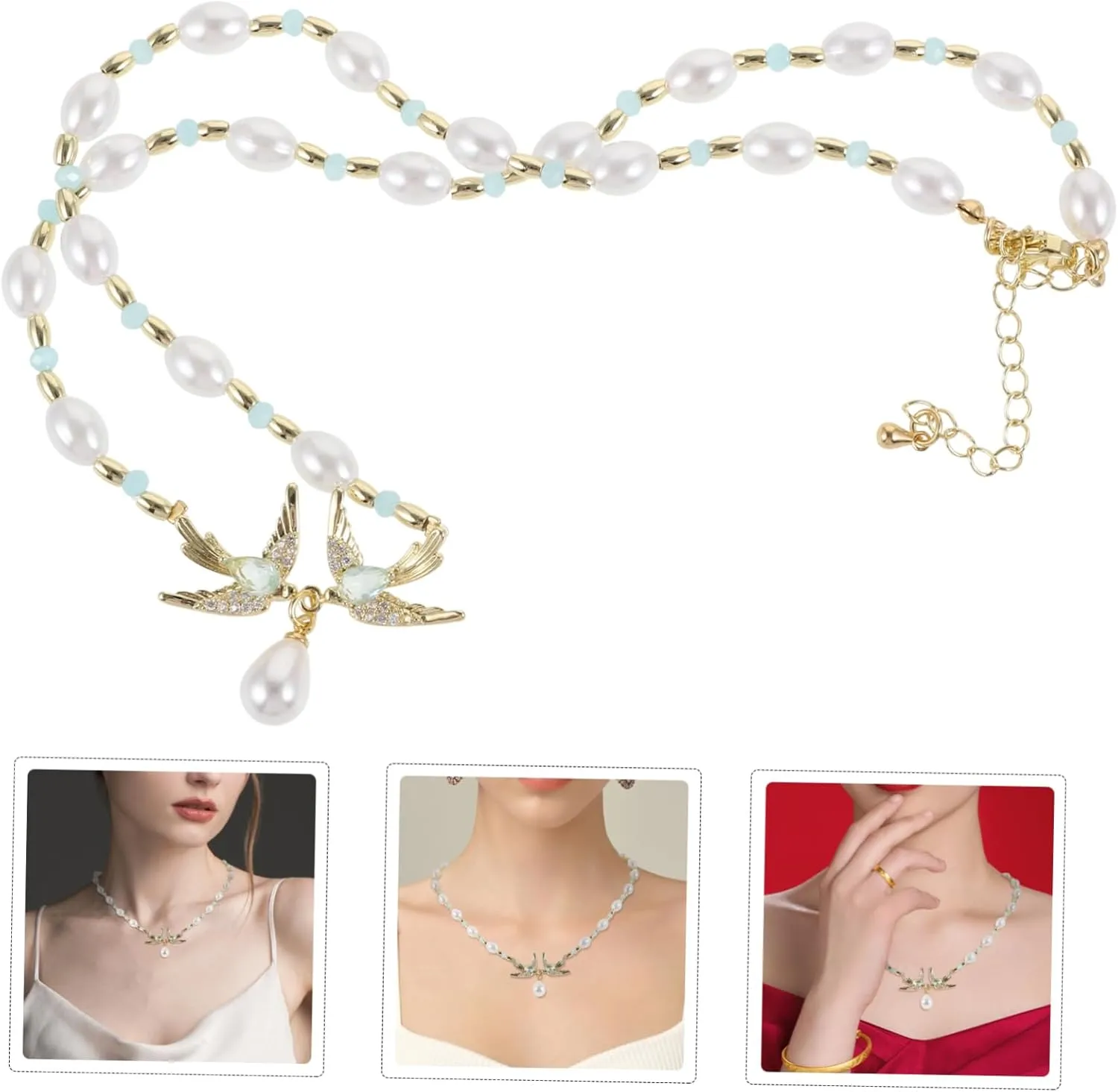 Swallow Charm Necklace with Elegant Zircon Bird Pendant Stylish Neck Jewelry for Women for Daily Wear