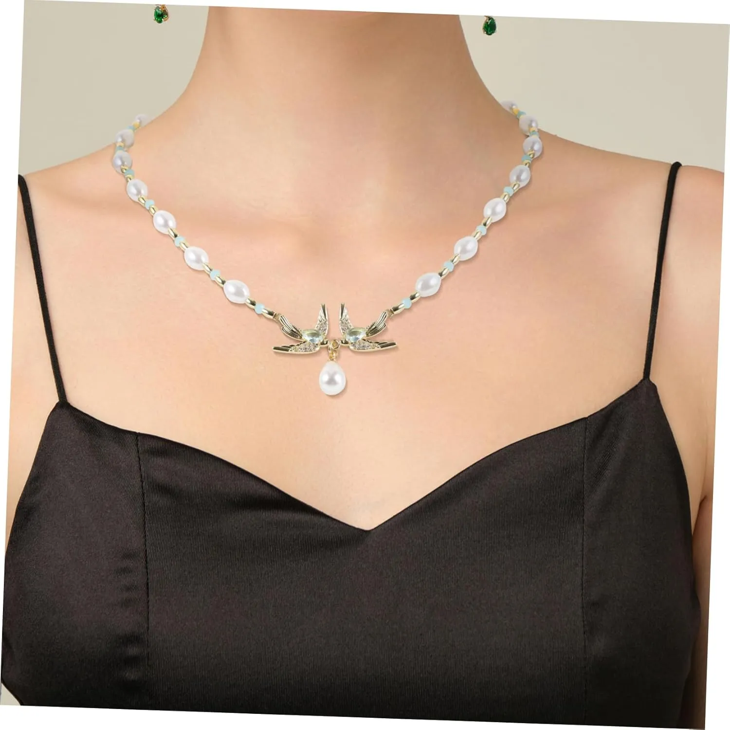 Swallow Charm Necklace with Elegant Zircon Bird Pendant Stylish Neck Jewelry for Women for Daily Wear
