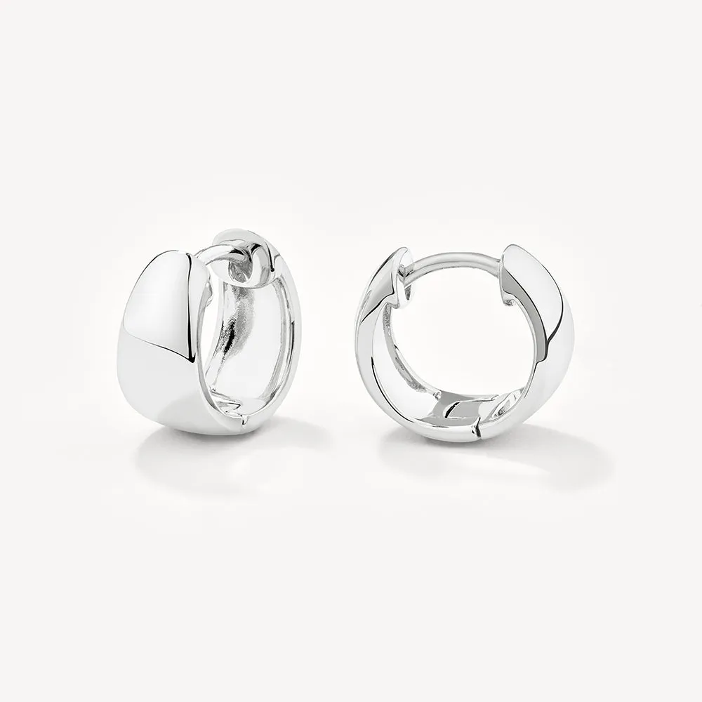 Thick Dome Huggies in Silver