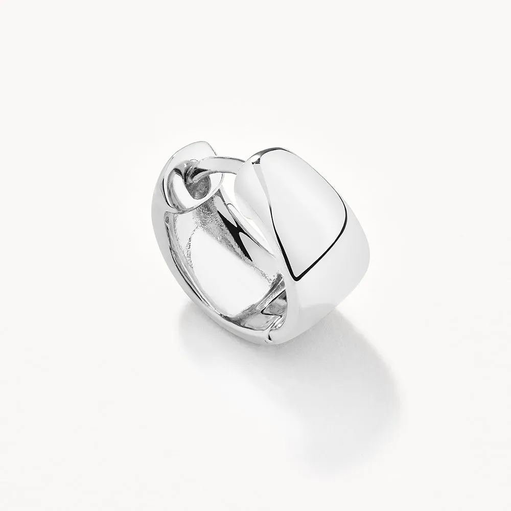 Thick Dome Huggies in Silver