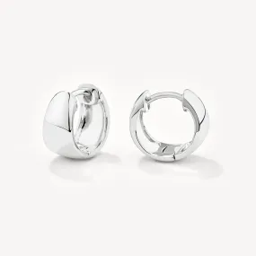 Thick Dome Huggies in Silver