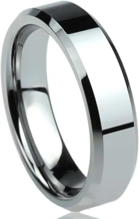 Titanium Wedding Band Ring for Men & Women Beveled Edges Flat Ring for Men & Woman