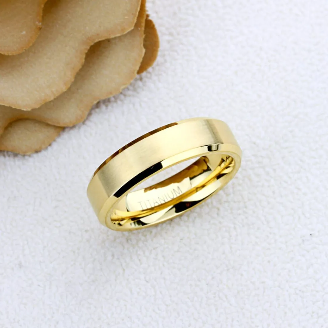Titanium Wedding Band Ring for Men & Women Brushed Center Ring for Men & Woman