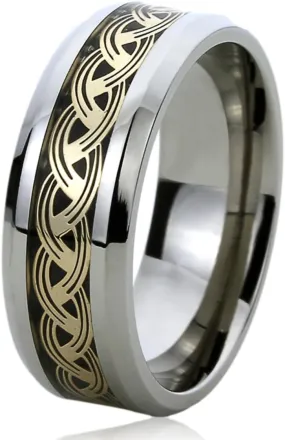 Titanium Wedding Band Ring for Men & Women Yellow Tone Chain Ring for Men & Woman