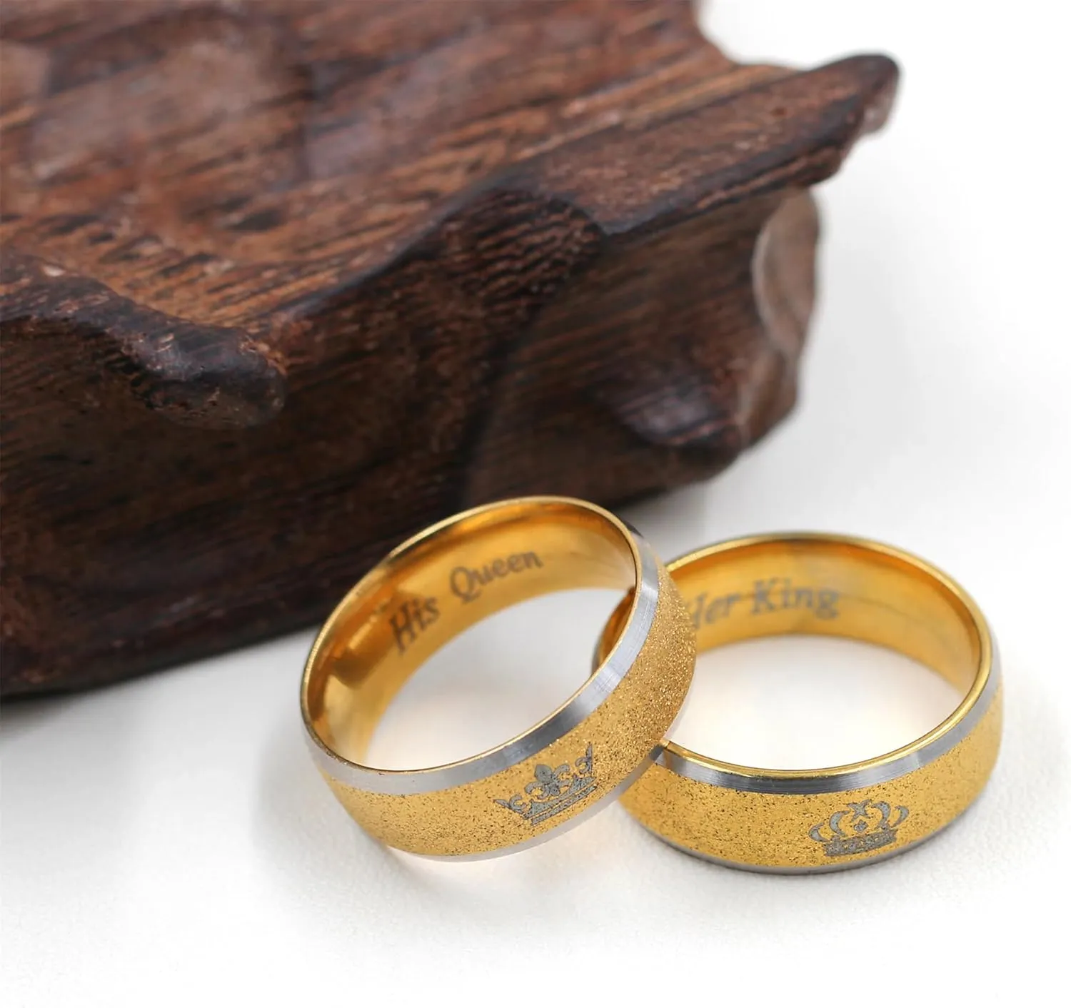 Trendy 8mm Titanium Steel Crown Couple Rings - Non-Fading Jewelry for Couples Lovers Engagement Wedding Band Rings - Fashiona Design Hypoallergenic Material Gift YA4406