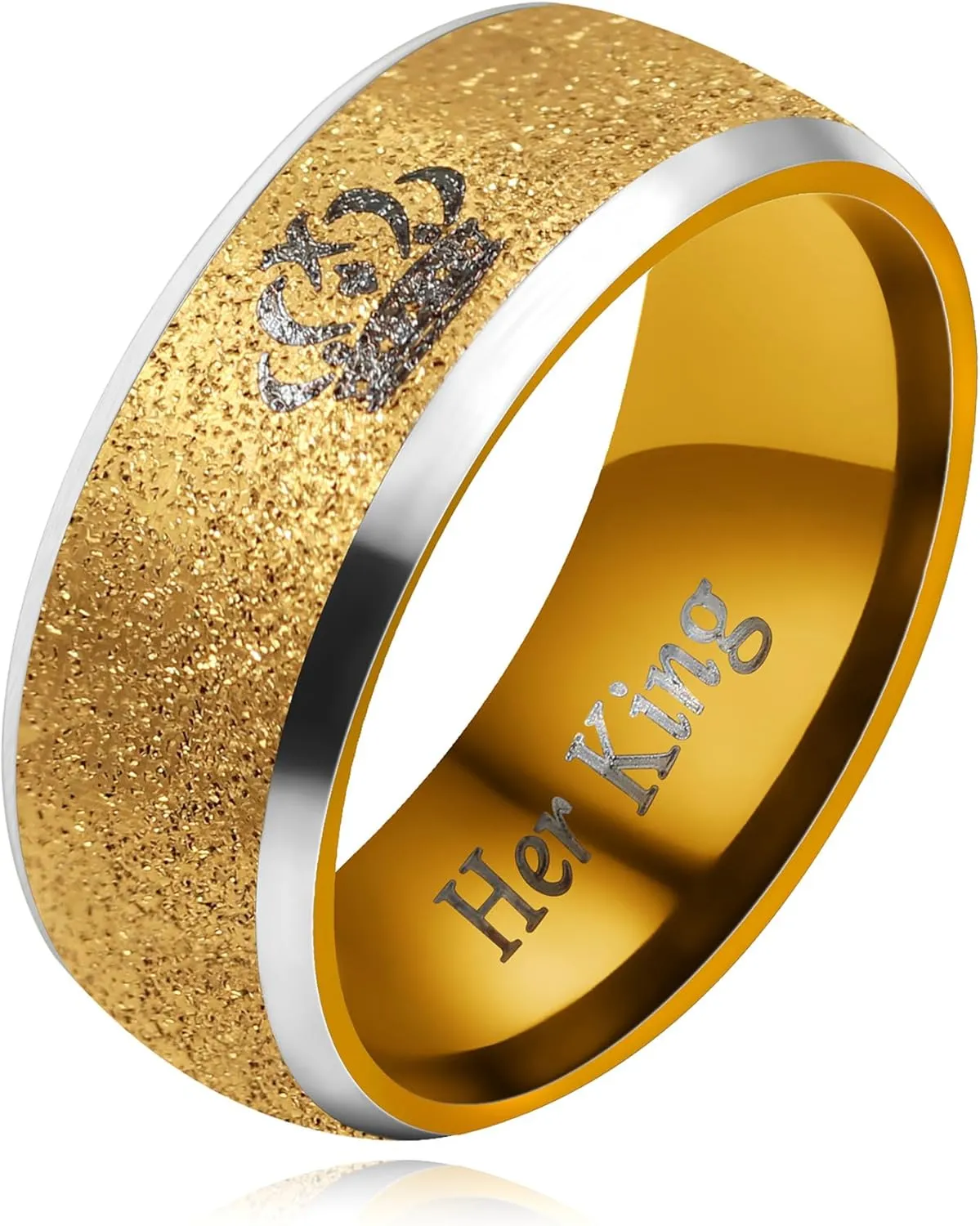 Trendy 8mm Titanium Steel Crown Couple Rings - Non-Fading Jewelry for Couples Lovers Engagement Wedding Band Rings - Fashiona Design Hypoallergenic Material Gift YA4406