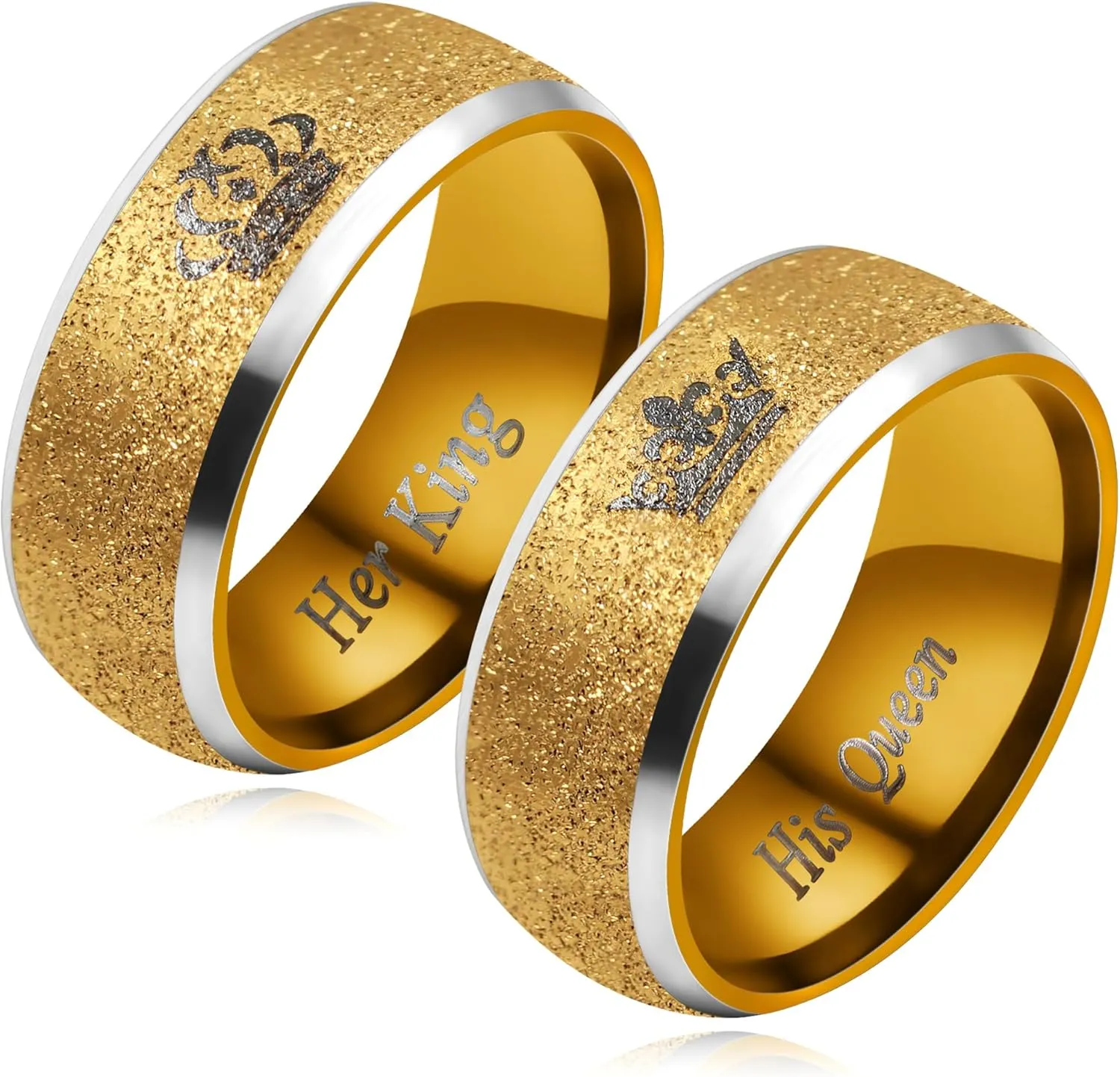Trendy 8mm Titanium Steel Crown Couple Rings - Non-Fading Jewelry for Couples Lovers Engagement Wedding Band Rings - Fashiona Design Hypoallergenic Material Gift YA4406