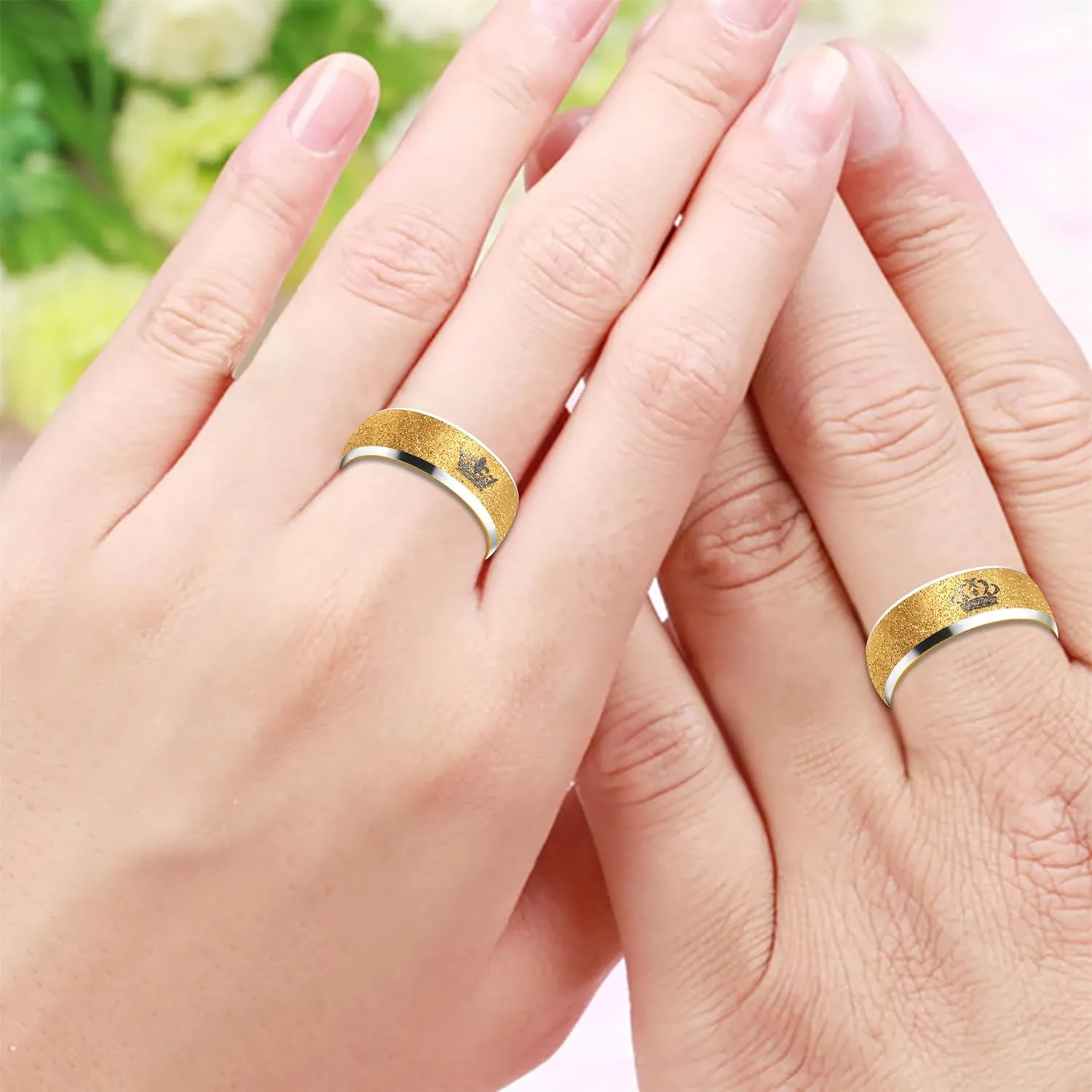 Trendy 8mm Titanium Steel Crown Couple Rings - Non-Fading Jewelry for Couples Lovers Engagement Wedding Band Rings - Fashiona Design Hypoallergenic Material Gift YA4406