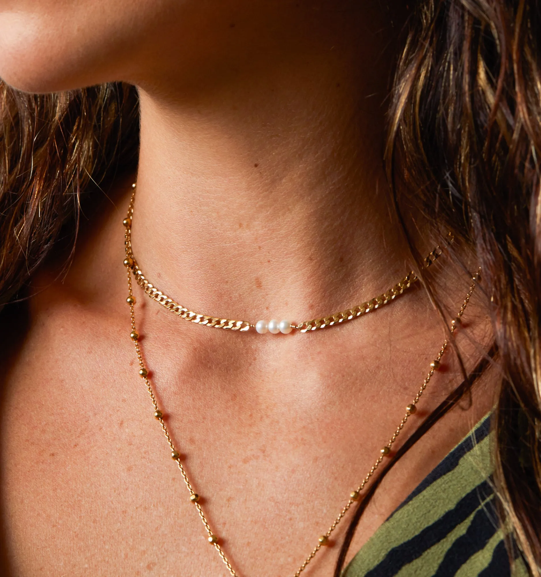 Triple Pearl Choker Necklace