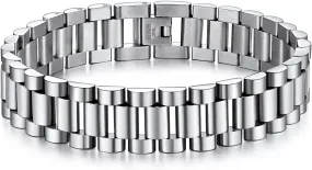 U7 Link Bracelets for Men, Stainless Steel/Black/Gold Plated Cuban Link Chain Bracelets, Unisex Chunky Bracelets, Xmas Fathers Day Jewelry for Him