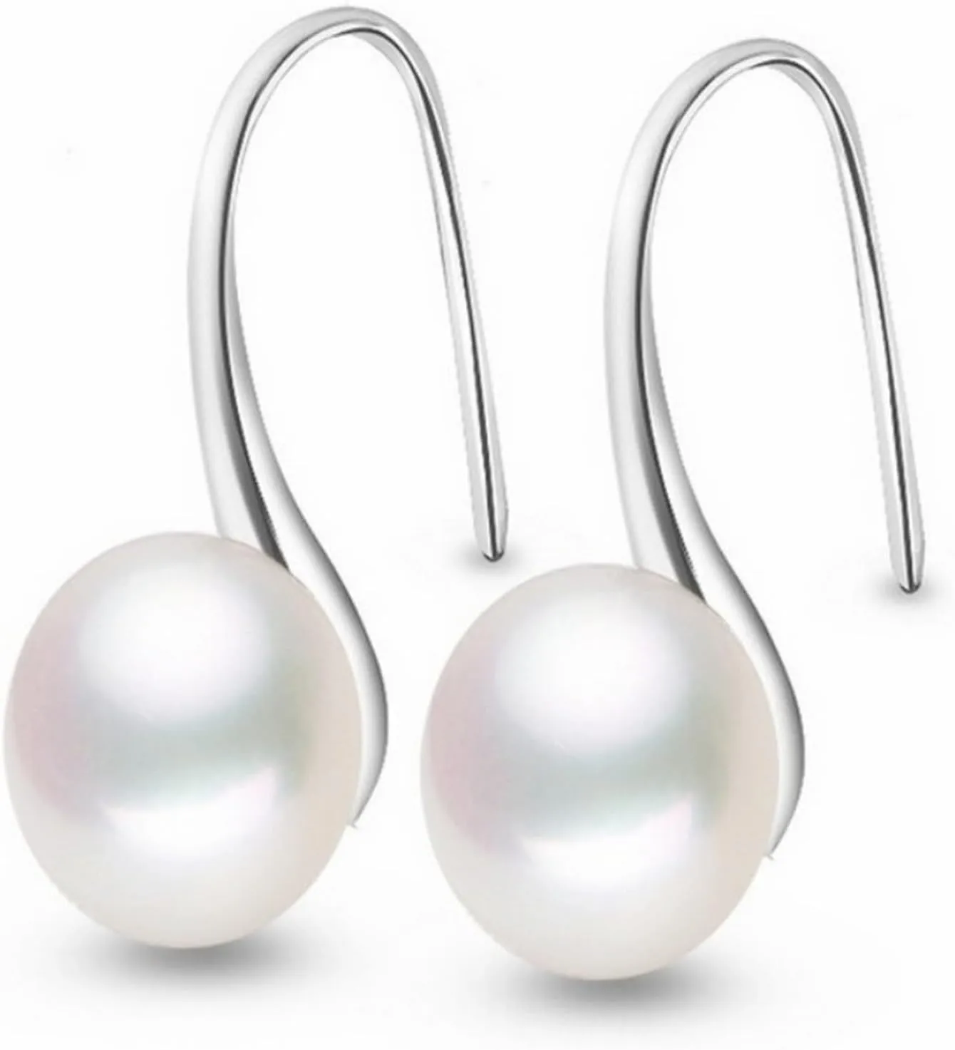 White Pearl Dangle Drop Earrings for Women Simple Classic High Heel Imitate Pearl Lightweight Dainty Minimalist Hoop Earrings for Wedding Bride Party Fashion Jewelry Gifts
