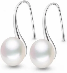 White Pearl Dangle Drop Earrings for Women Simple Classic High Heel Imitate Pearl Lightweight Dainty Minimalist Hoop Earrings for Wedding Bride Party Fashion Jewelry Gifts