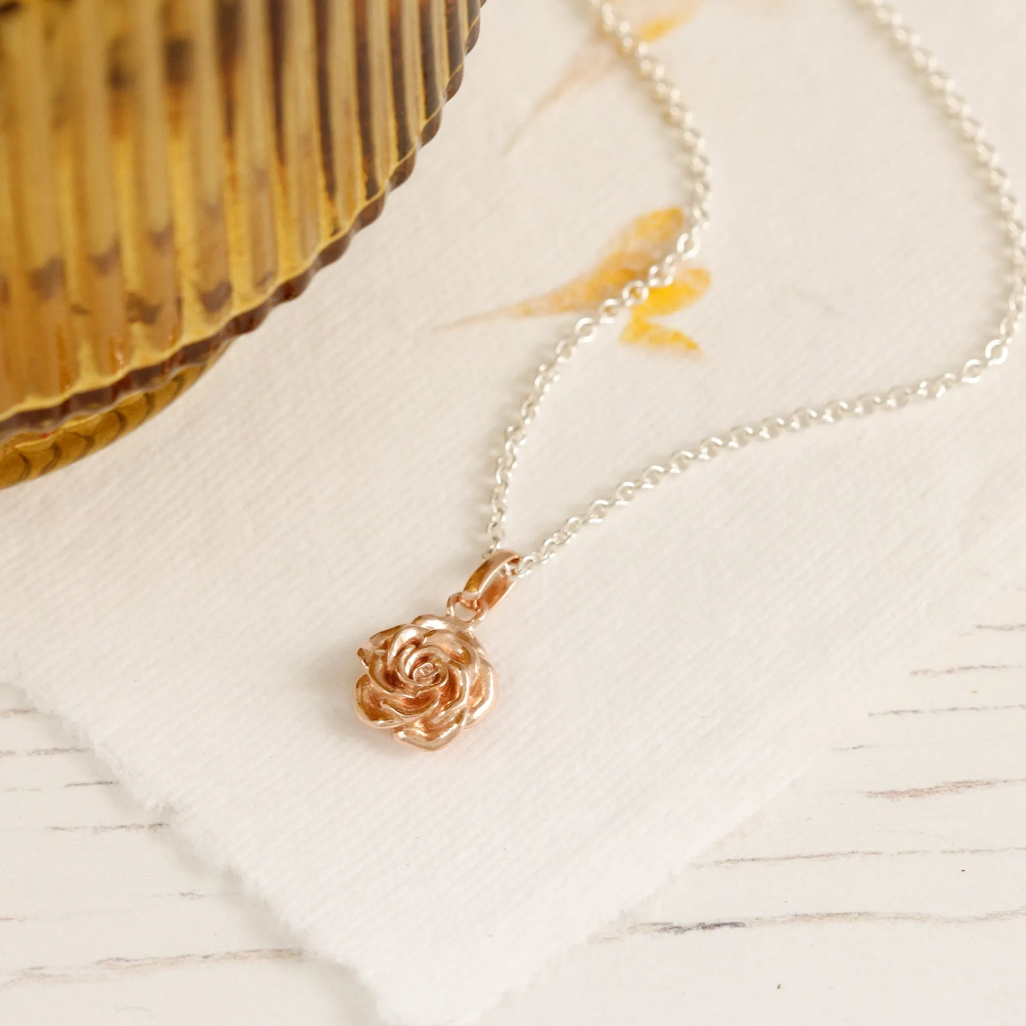 Wild Rose Silver pendant with rose gold plate