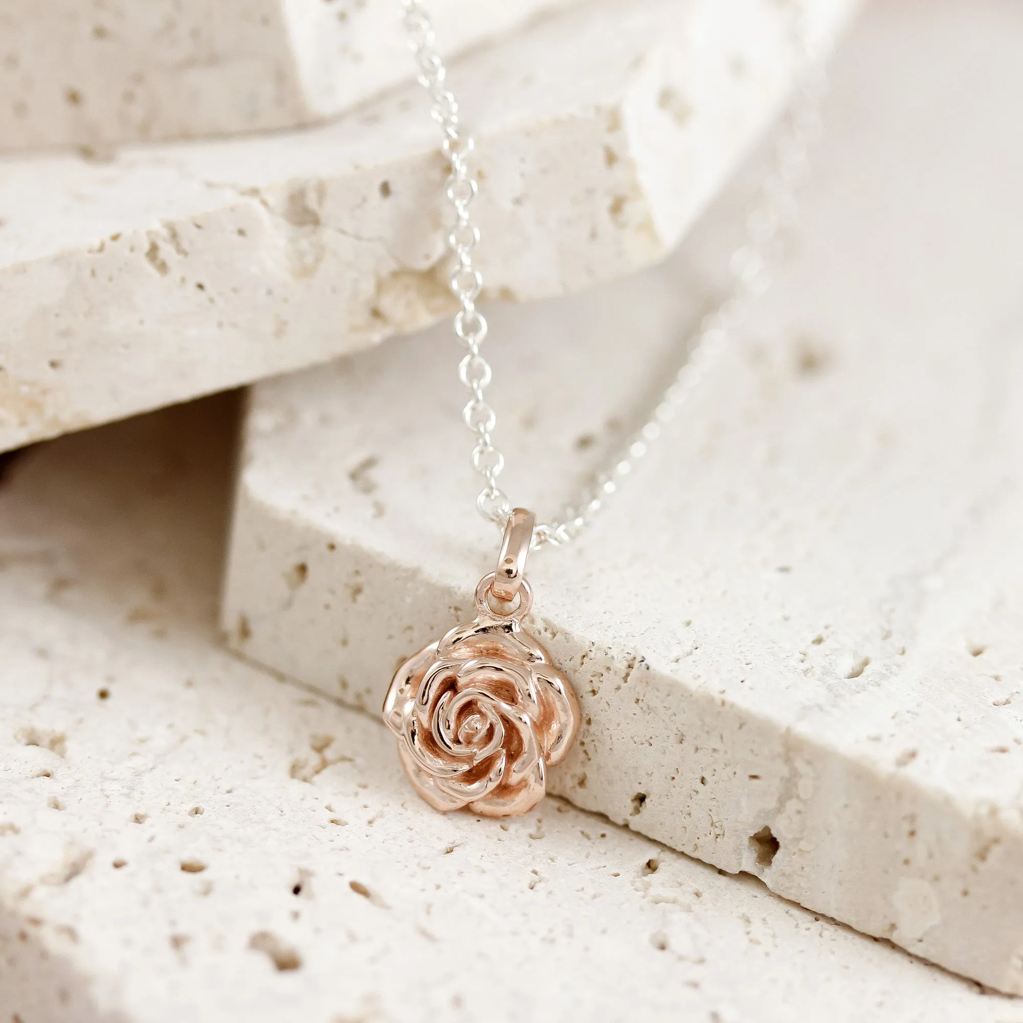 Wild Rose Silver pendant with rose gold plate