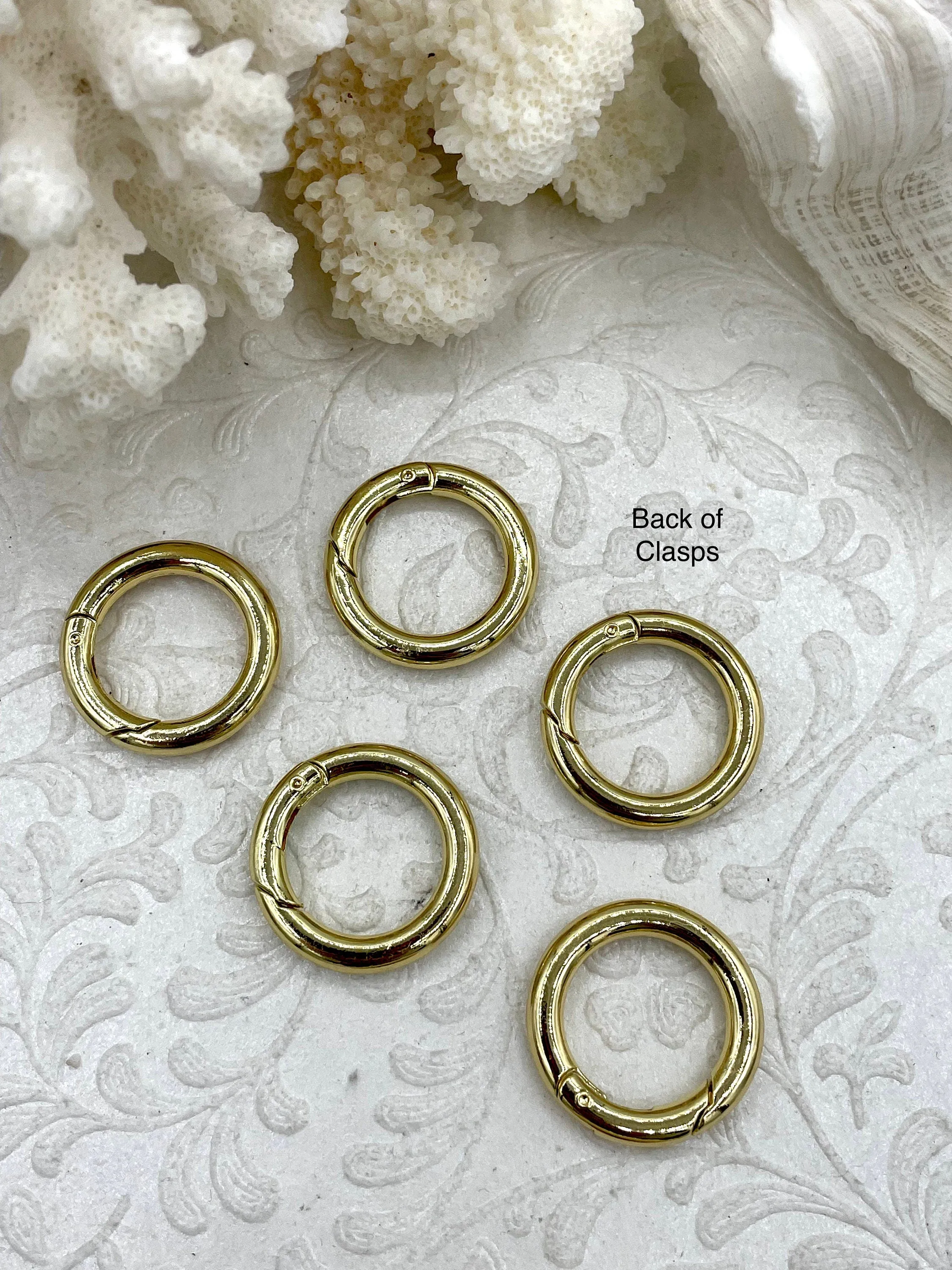 Zinc Alloy Spring Clasp with CZ or Stone, 25mm Clasp, Round Easy Open Spring Gate Clasp, Necklace Building, Round CZ Charm Holder, Fast Ship